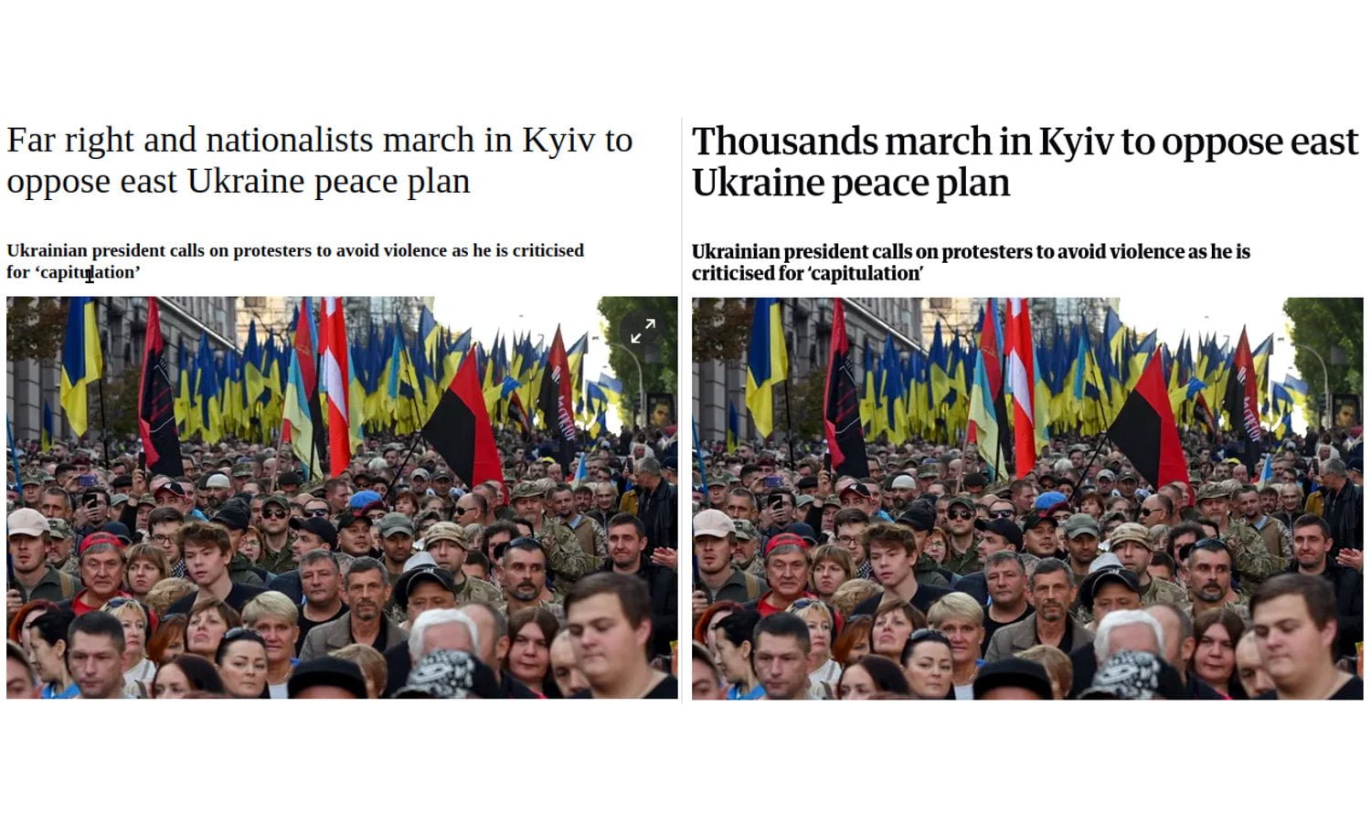 Thousands march in Kyiv, Guardian reports whatever, AP spreads Russian propaganda 2