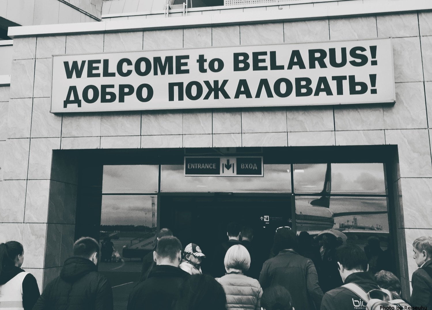 Welcome to Belarus sign at the airport