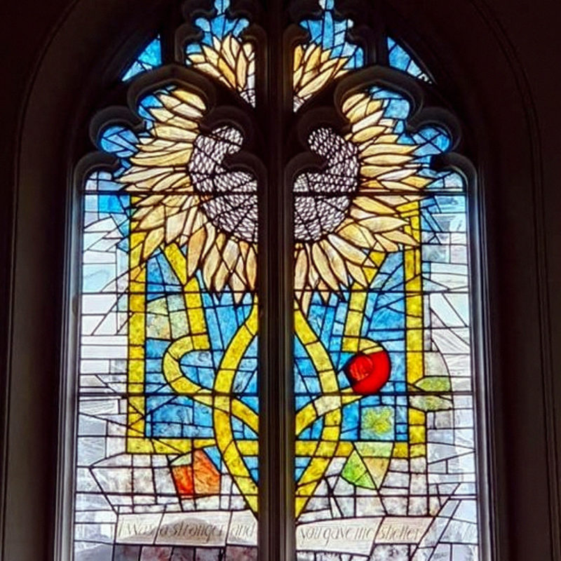 Ukraine-themed stained glass window installed at St. James's Church in Sussex Gardens, London