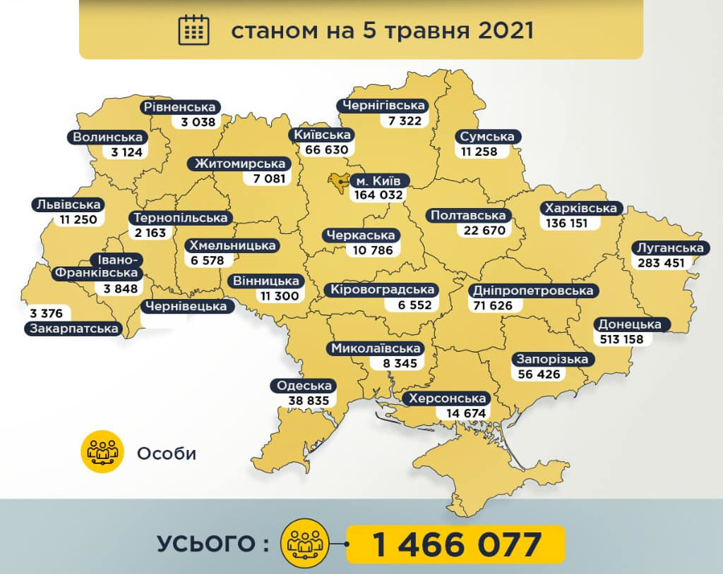 Внутрішньо переміщені особи в Україні. Мапа