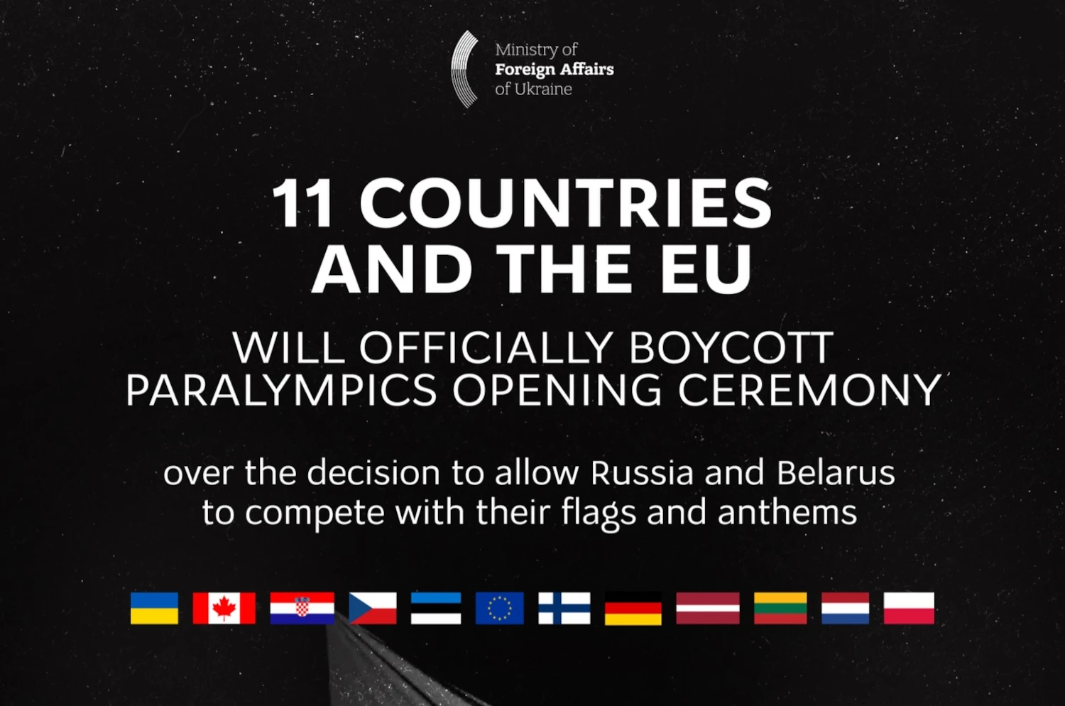 Eleven countries and the EU are boycotting the opening ceremony of the 2026 Paralympics - MFA