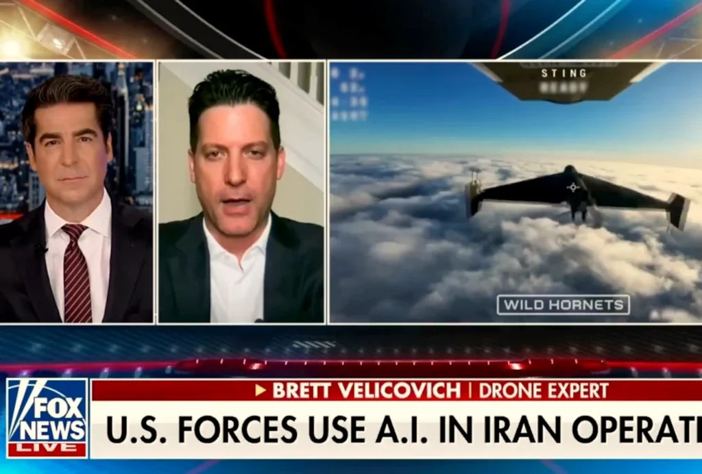 Brett Velicovich brags about US using AI in Iran operation as FOX News shows Ukrainian drones intercepting Shaheds