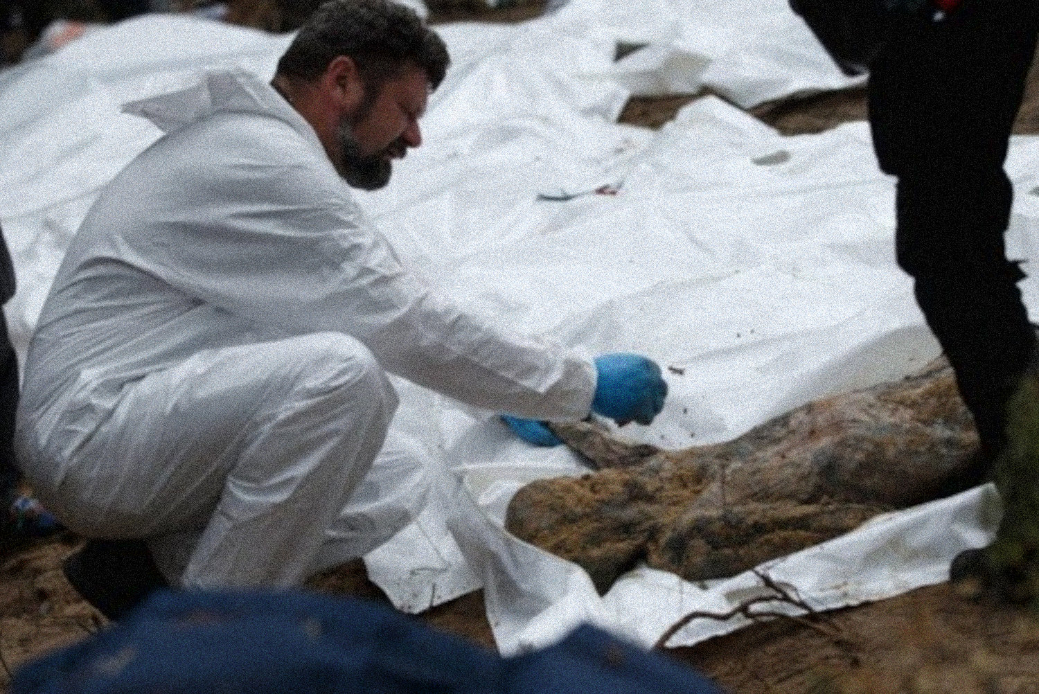 Almost 100% of bodies found in mass grave near Izium show signs of violent death