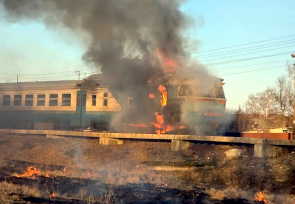 russians strike passenger train near Sumy with russian Shahed drone